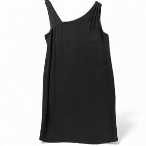 Eileen Fisher Black Dress Large 100% Silk Sleeveless Asymmetrical Neckline Sexy